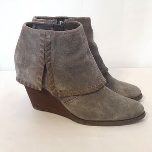 Reba "Tyra" Gray Suede Wedge Ankle Boots